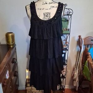 Juicy Couture Black Sleeveless Tiered Beaded Knot Dress Size Medium